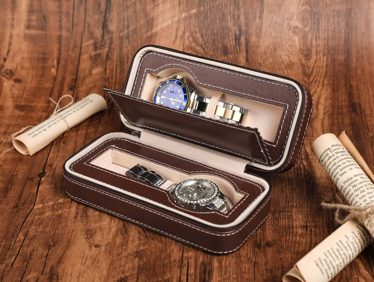 Personalized Leather Travel Watch, Watch Case, Watch Storage, Groom Gift, Luxury Leather Watch Roll for Him, Gift for Dad, Christmas gifts