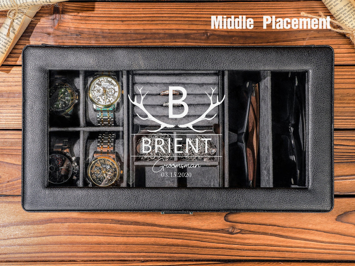 Personalized Watch Box for Men, Travel Watch Case, Luxury Leather Watch Case for 4 Watches, Gift for Him, Groomsman Gift, Wedding Gifts