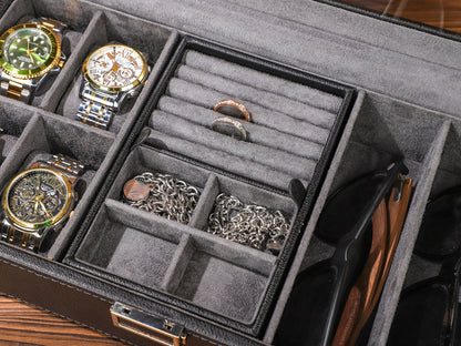 Personalized Watch Box for Men, Travel Watch Case, Luxury Leather Watch Case for 4 Watches, Gift for Him, Groomsman Gift, Wedding Gifts