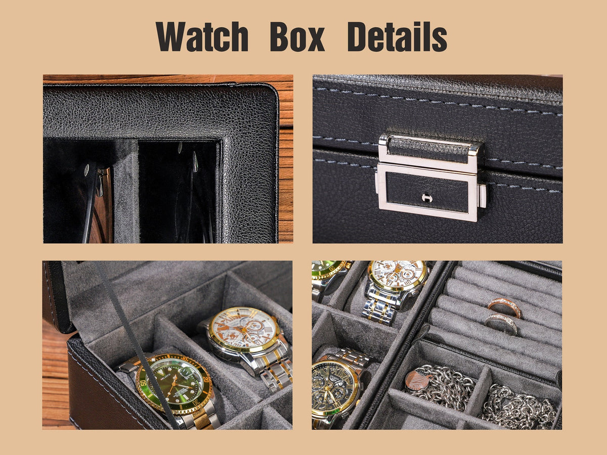 Personalized Watch Box for Men, Travel Watch Case, Luxury Leather Watch Case for 4 Watches, Gift for Him, Groomsman Gift, Wedding Gifts