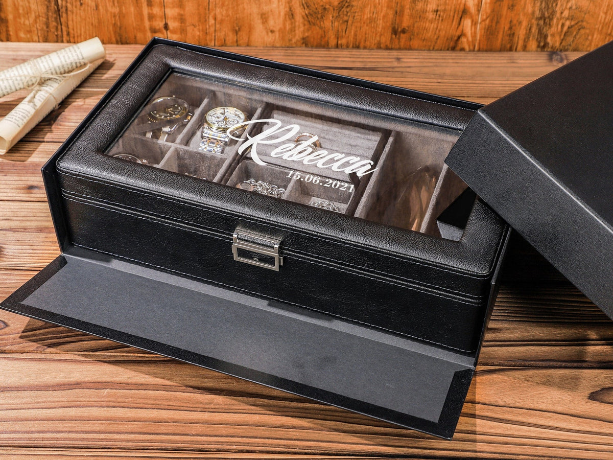 Personalized Watch Box for Men, Travel Watch Case, Luxury Leather Watch Case for 4 Watches, Gift for Him, Groomsman Gift, Wedding Gifts