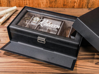 Personalized Watch Box for Men, Travel Watch Case, Luxury Leather Watch Case for 4 Watches, Gift for Him, Groomsman Gift, Wedding Gifts
