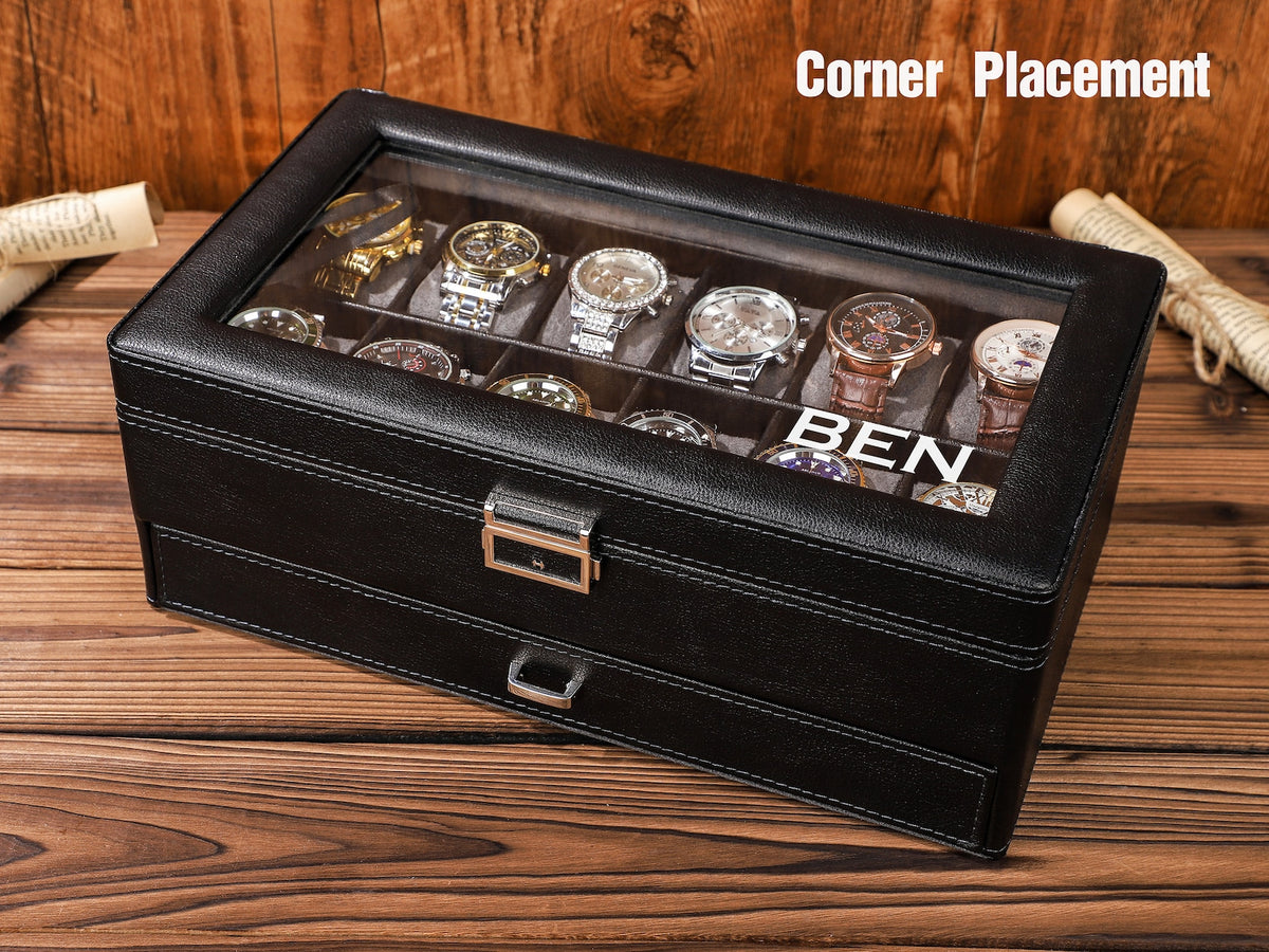 Personalized Gifts, Watch Case, Travel Watch Box, Luxury Leather Watch Case for 12 Watches, Gift for Him, Groomsman Gift, Wedding Gifts