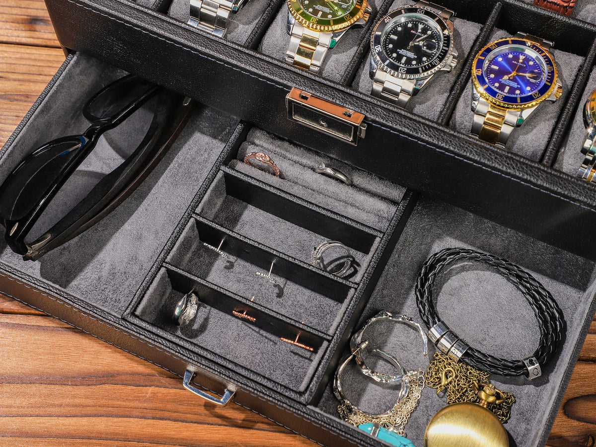 Personalized Gifts, Watch Case, Travel Watch Box, Luxury Leather Watch Case for 12 Watches, Gift for Him, Groomsman Gift, Wedding Gifts