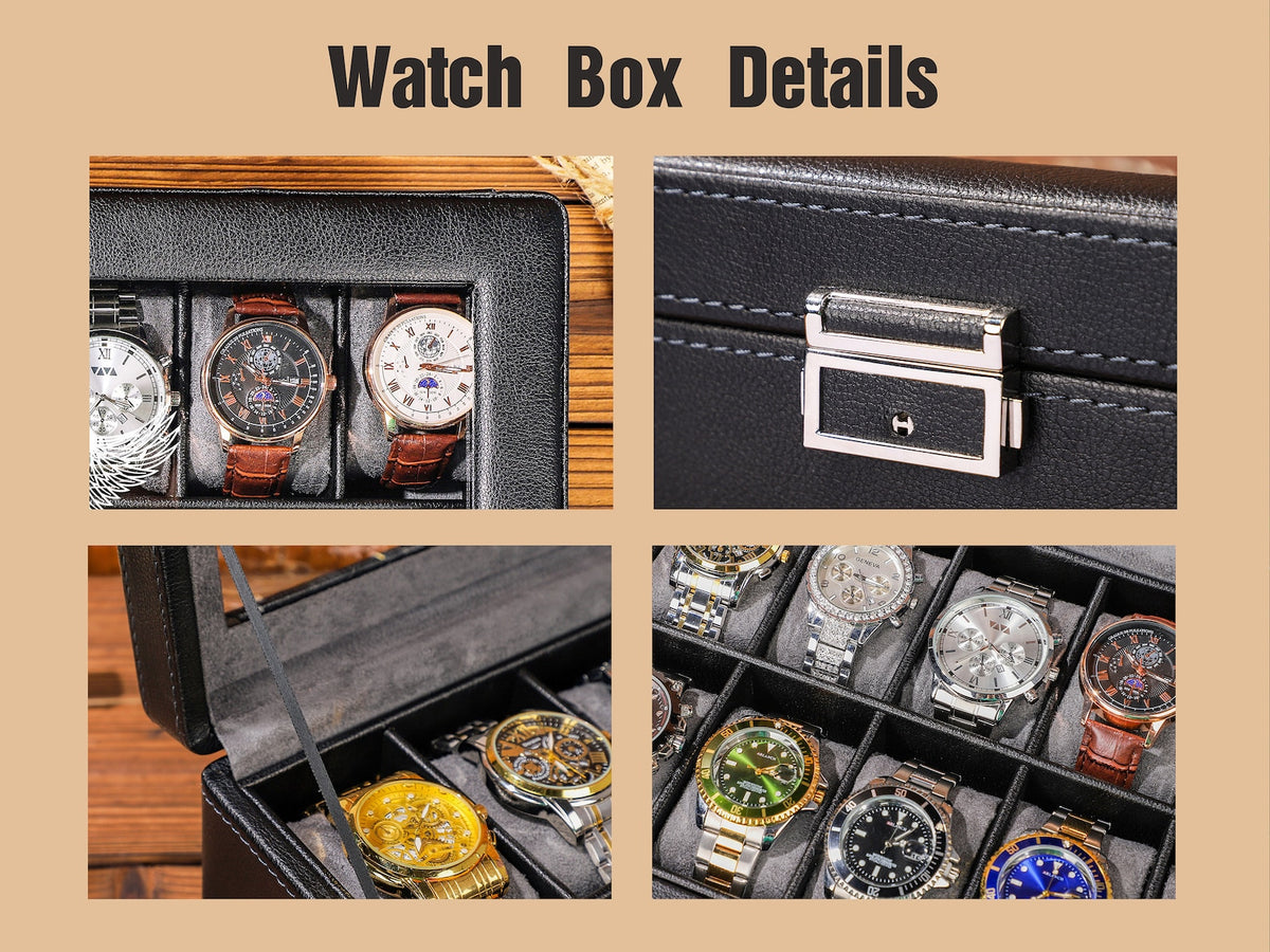 Personalized Gifts, Watch Case, Travel Watch Box, Luxury Leather Watch Case for 12 Watches, Gift for Him, Groomsman Gift, Wedding Gifts