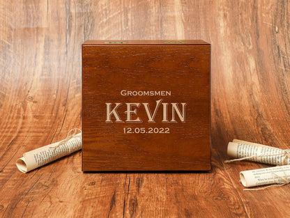 Personalized Watch Box for Men, Engraved Wooden Watch Box, Watch Case, Watch Storage with Lock & Key, Groomsmen Gifts, Fathers Day Gift
