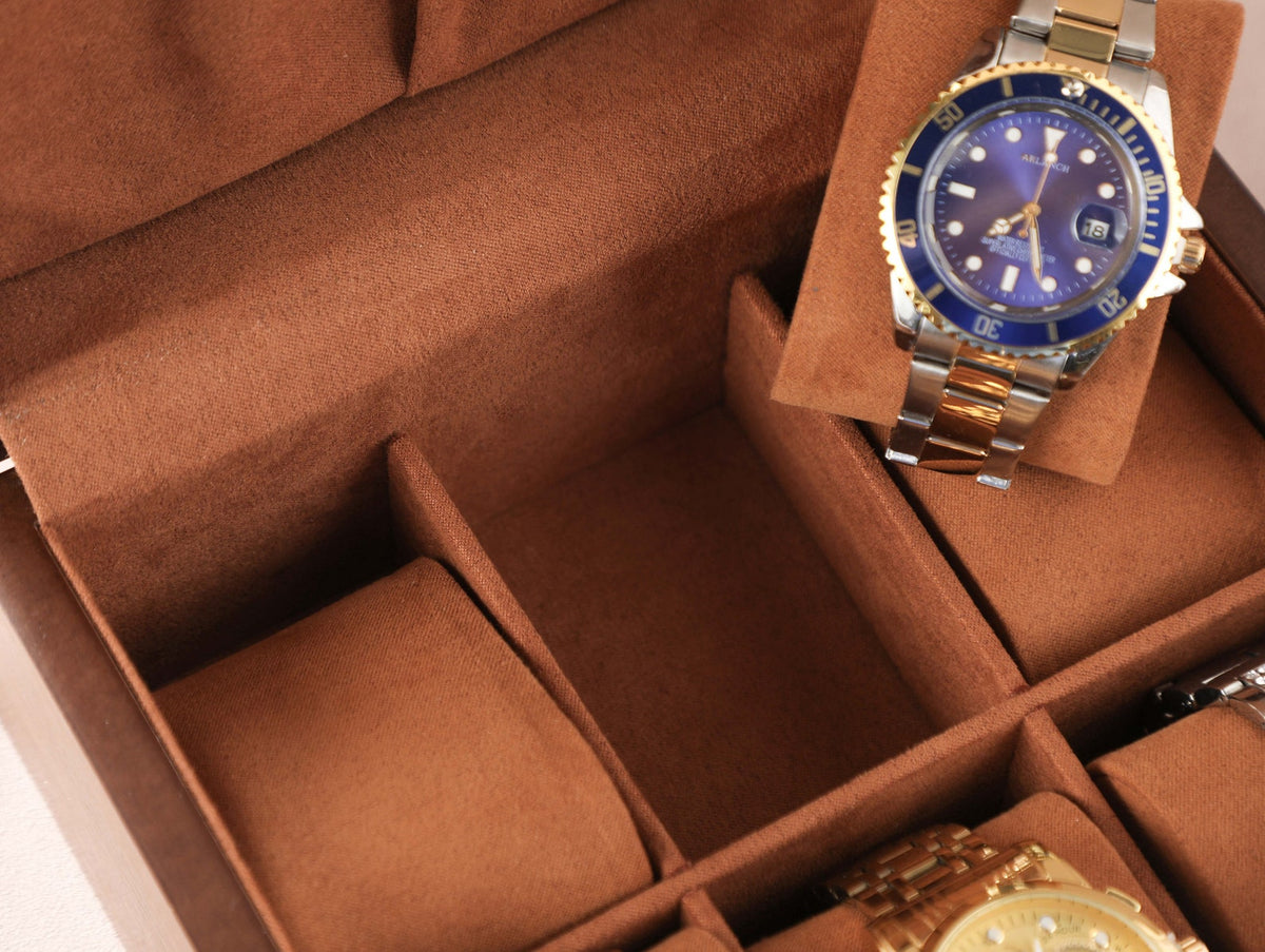 Engraved Wooden Watch Case, Personalized Watch Box, 6 Slots Watch Box, Custom Watch Box with Lock & Key, Watch Box for Men,Father's Day Gift