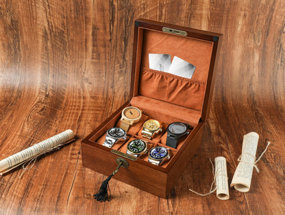 Personalized Watch Box for Men, Engraved Wooden Watch Box, Watch Case, Watch Storage with Lock & Key, Groomsmen Gifts, Fathers Day Gift