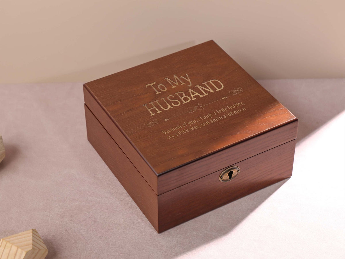 Personalized Watch Box, 6 Slots Watch Box, Engraved Wooden Watch Case, Custom Watch Box with Lock & Key, Watch Box for Men,Father's Day Gift