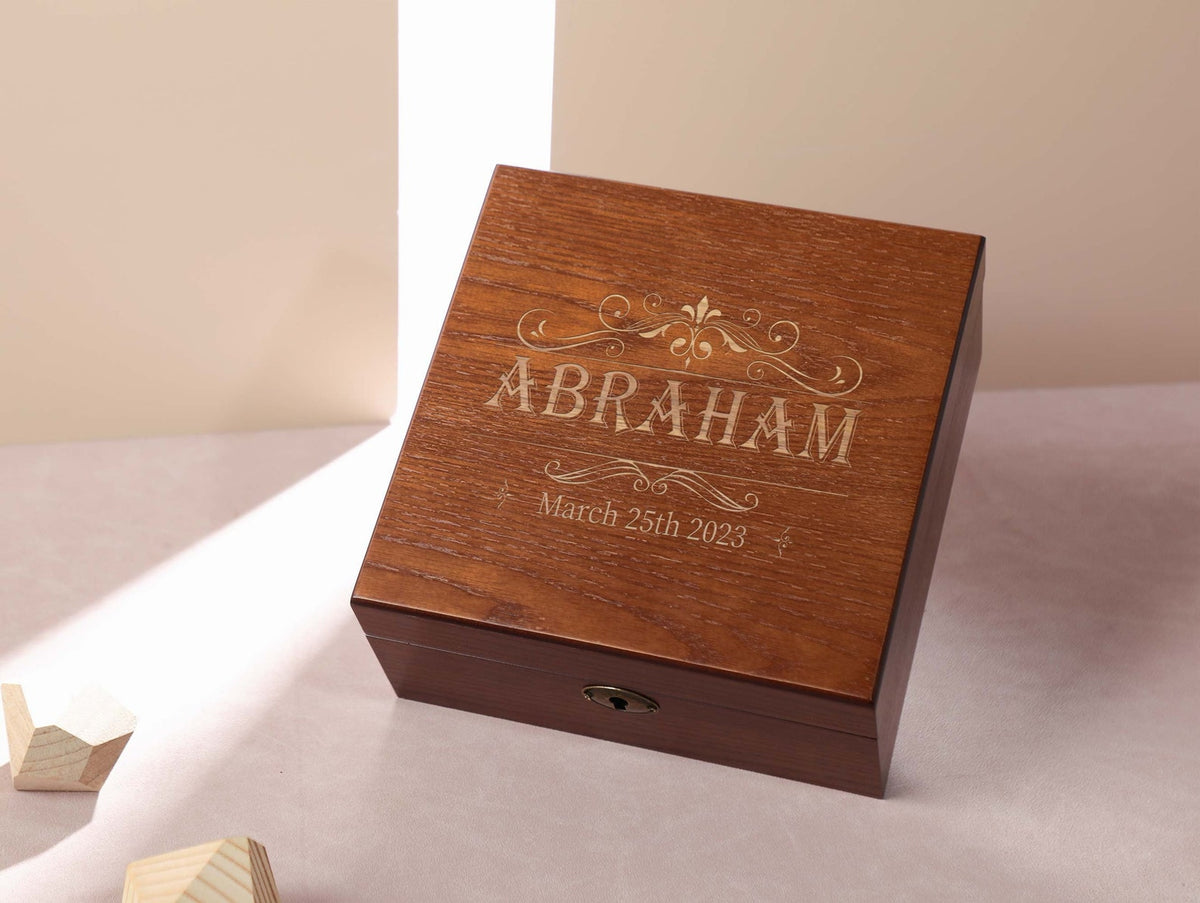 Personalized Watch Box, 6 Slots Watch Box, Engraved Wooden Watch Case, Custom Watch Box with Lock & Key, Watch Box for Men,Father's Day Gift