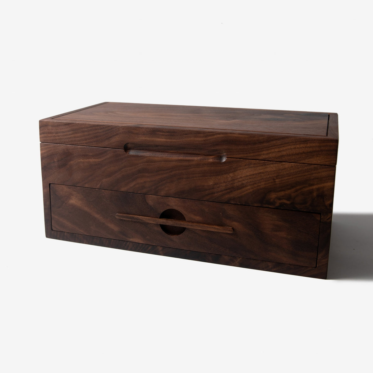 Black Walnut Watch Box with Drawer - 12 to 16 Watch Compartments - Personalized Engraved Gift for Him - Handmade