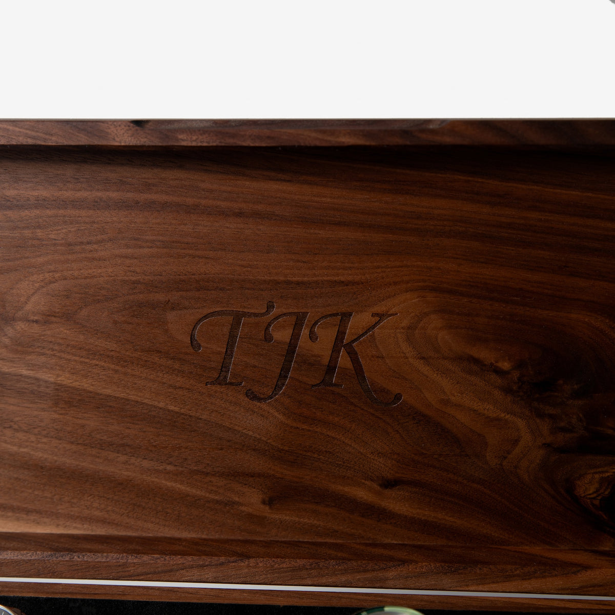 Black Walnut Watch Box with Drawer - 12 to 16 Watch Compartments - Personalized Engraved Gift for Him - Handmade