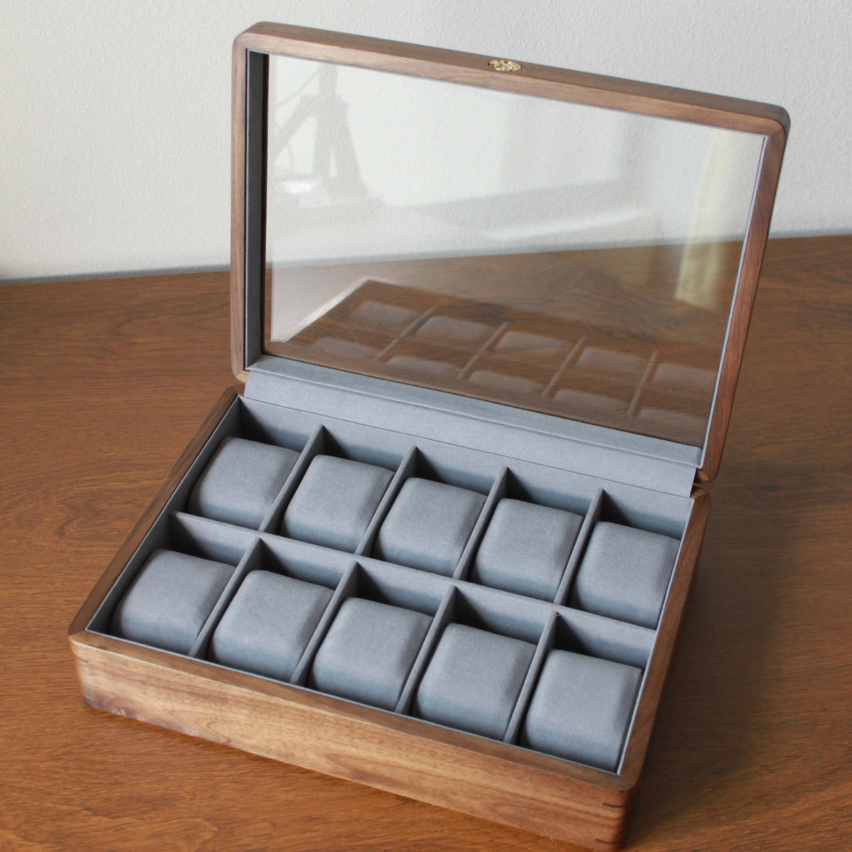 Glass Top Walnut Wood Watch Box: Vintage Jewelry Storage Container, 3 5 10 Slots Functional Holder