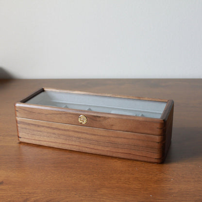Glass Top Walnut Wood Watch Box: Vintage Jewelry Storage Container, 3 5 10 Slots Functional Holder