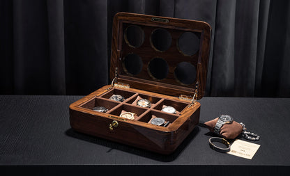 Walnut Wood Watch Box: Large 12-Watch Organizer