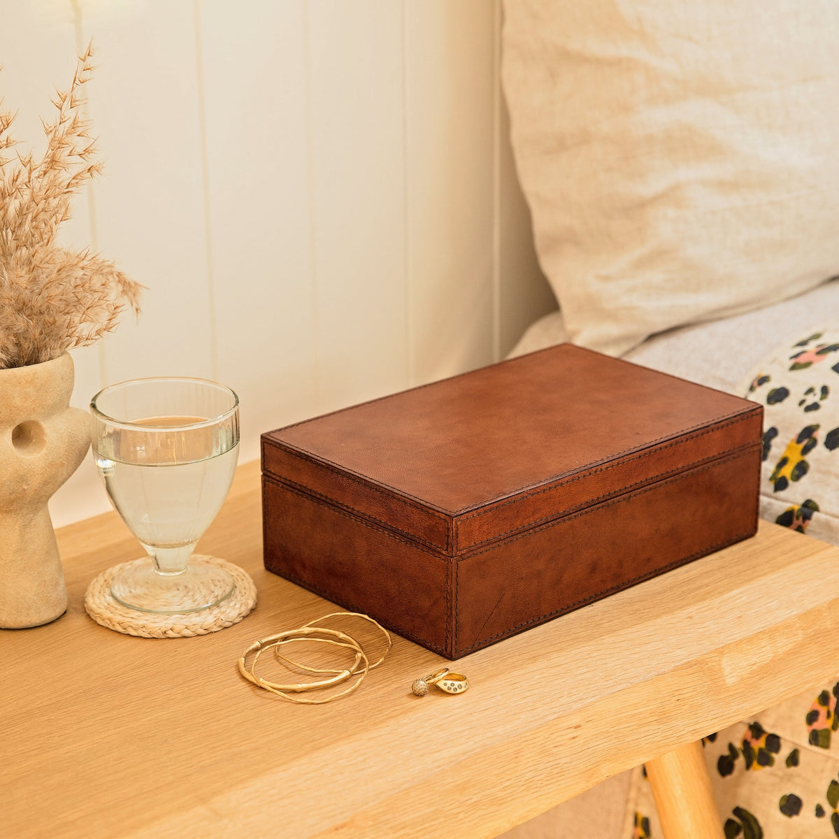 Personalised Leather Watch Box Large - Tan - Anniversary