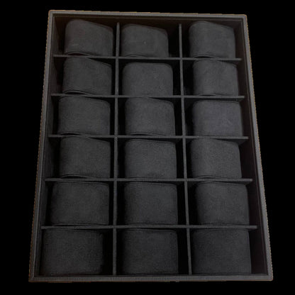 Elegant Deep Black Stackable Watch Tray | 18 Slot Watch Tray | 3 by 6 Watch Tray for Watch collectors, stores, businesses, individuals
