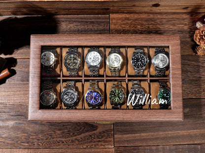 Personalized Groom's Gift, Personalised Leather Watch Box for Men, Watch Case, Watch Organizer, 12 Slot Watch Case, Father's Gift