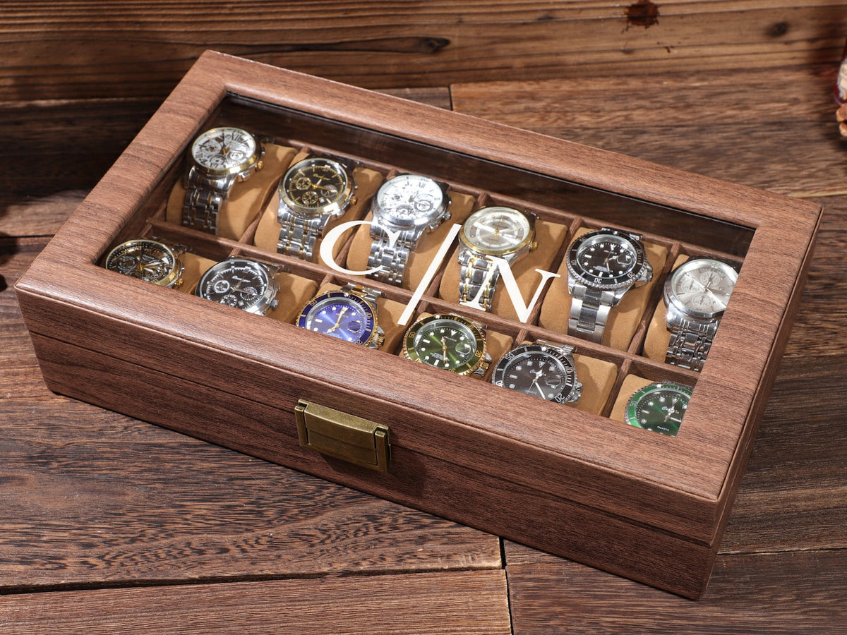 Personalized Groom's Gift, Personalised Leather Watch Box for Men, Watch Case, Watch Organizer, 12 Slot Watch Case, Father's Gift