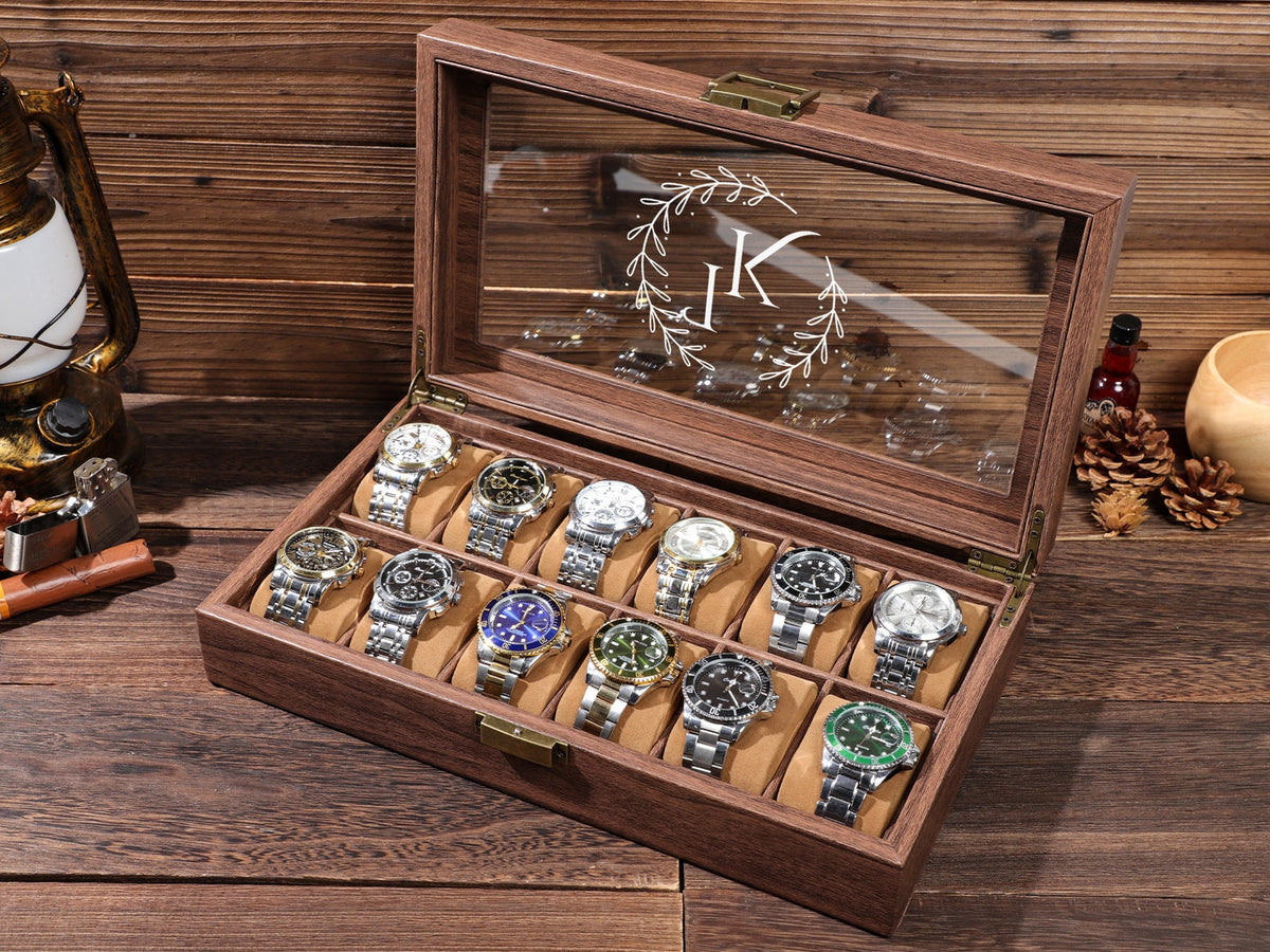 Personalized Groom's Gift, Personalised Leather Watch Box for Men, Watch Case, Watch Organizer, 12 Slot Watch Case, Father's Gift
