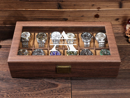 Personalized Groom's Gift, Personalised Leather Watch Box for Men, Watch Case, Watch Organizer, 12 Slot Watch Case, Father's Gift