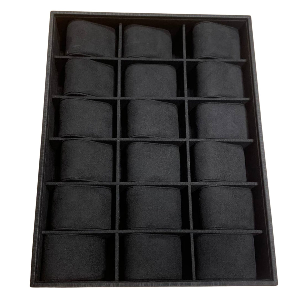 Elegant Deep Black Stackable Watch Tray | 18 Slot Watch Tray | 3 by 6 Watch Tray for Watch collectors, stores, businesses, individuals