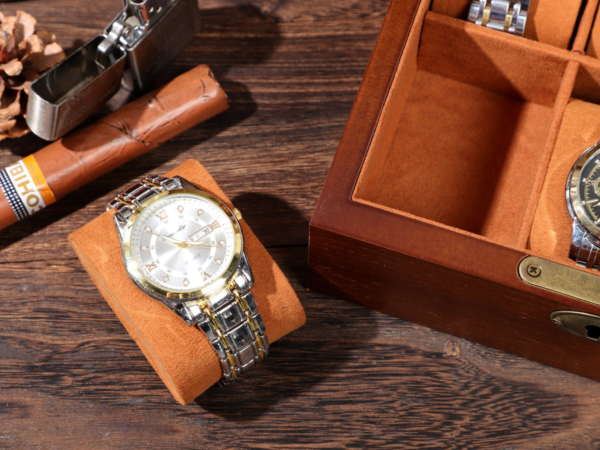 Personalized Storage Box with 6 Slots for Watches - Organizer Box, Personalised Wood Watch Box for Men, Wooden Watch Box, Father's Gift