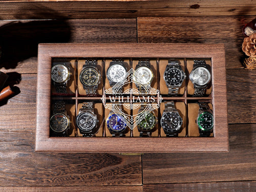Personalized Groom's Gift, Personalised Leather Watch Box for Men, Watch Case, Watch Organizer, 12 Slot Watch Case, Father's Gift