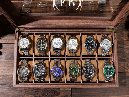 Personalized Groom's Gift, Personalised Leather Watch Box for Men, Watch Case, Watch Organizer, 12 Slot Watch Case, Father's Gift