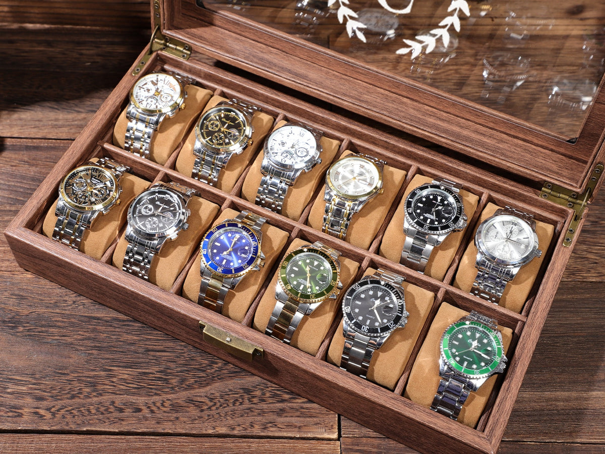 Personalized Groom's Gift, Personalised Leather Watch Box for Men, Watch Case, Watch Organizer, 12 Slot Watch Case, Father's Gift