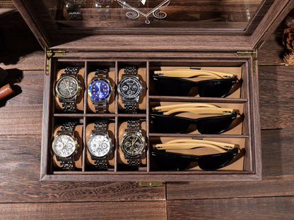 Watch Box with Sunglass Holder, Personalized Groom's Gift, Personalised Leather Watch Box for Men, Watch Case, Watch Organizer,Father's Gift