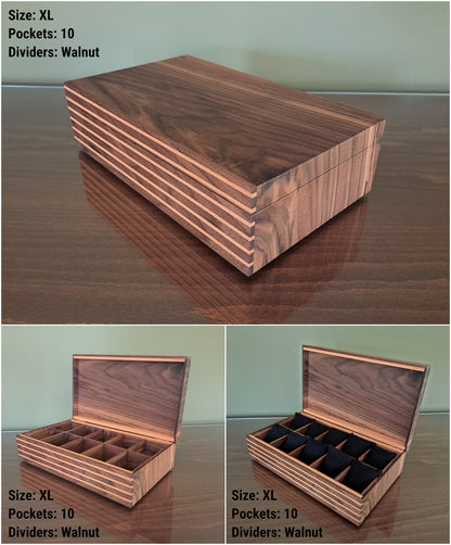 Handmade Black Walnut Watch Box, Custom Dividers & Engraving