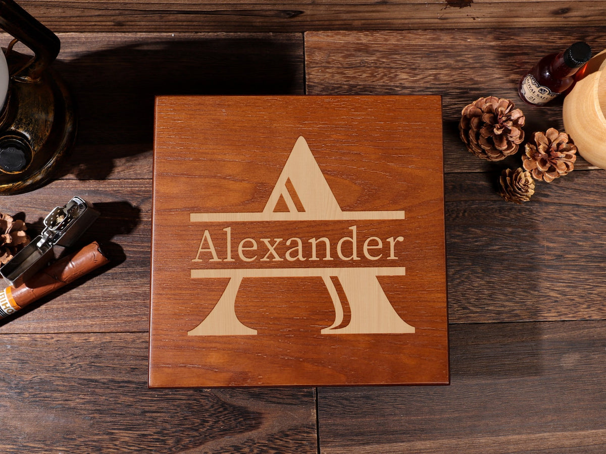 Personalized Storage Box with 6 Slots for Watches - Organizer Box, Personalised Wood Watch Box for Men, Wooden Watch Box, Father's Gift