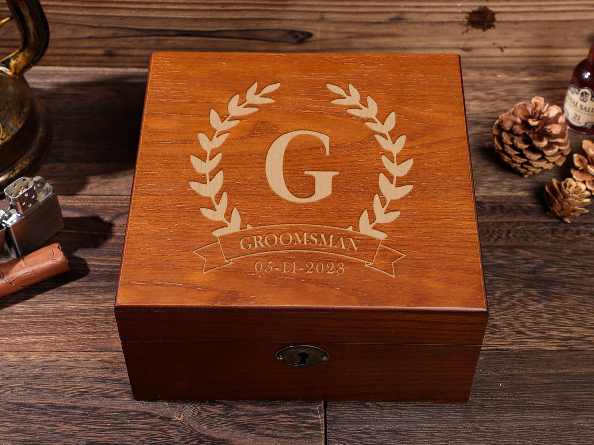 Personalized Storage Box with 6 Slots for Watches - Organizer Box, Personalised Wood Watch Box for Men, Wooden Watch Box, Father's Gift