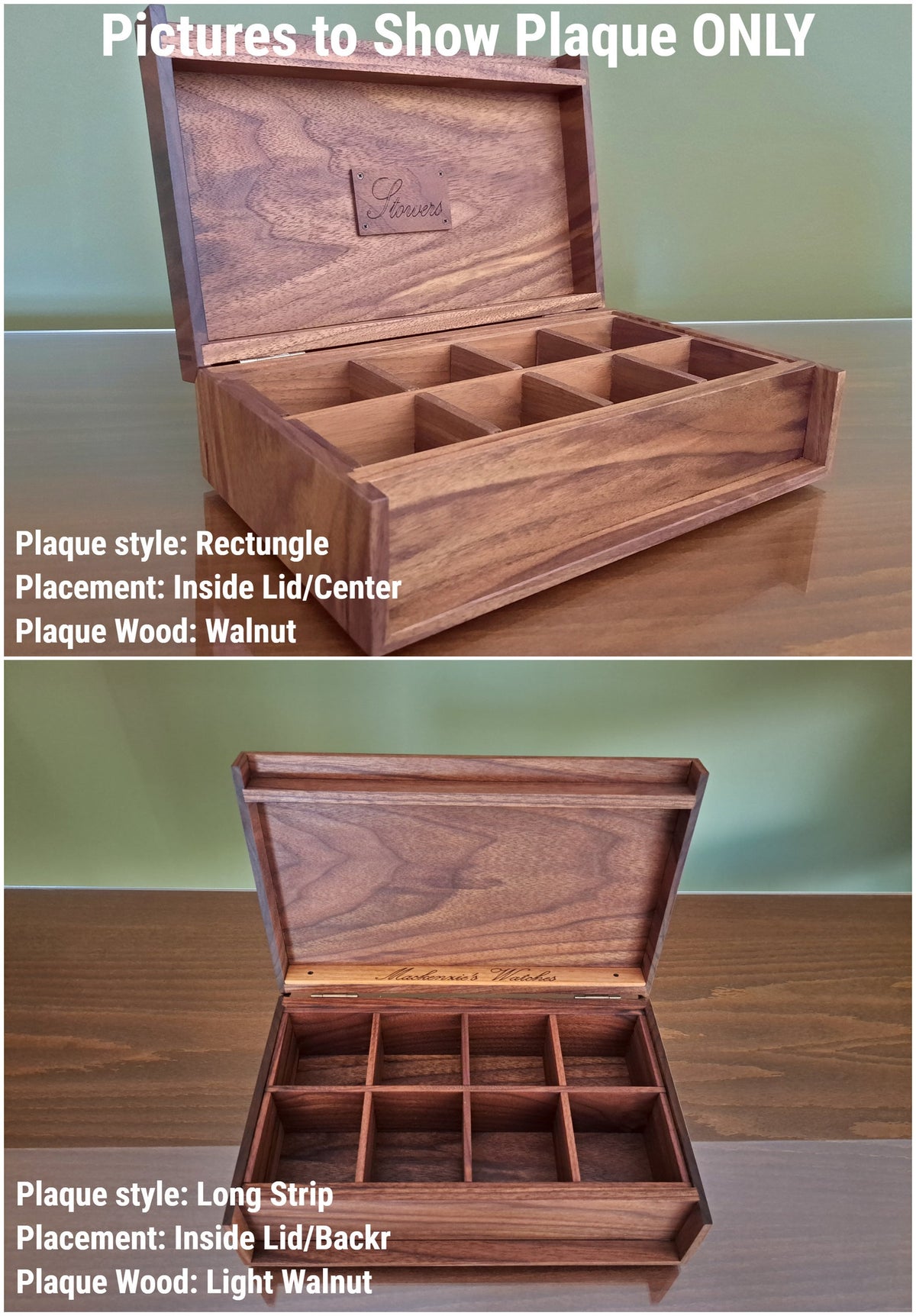 Handmade Black Walnut Watch Box, Custom Dividers & Engraving