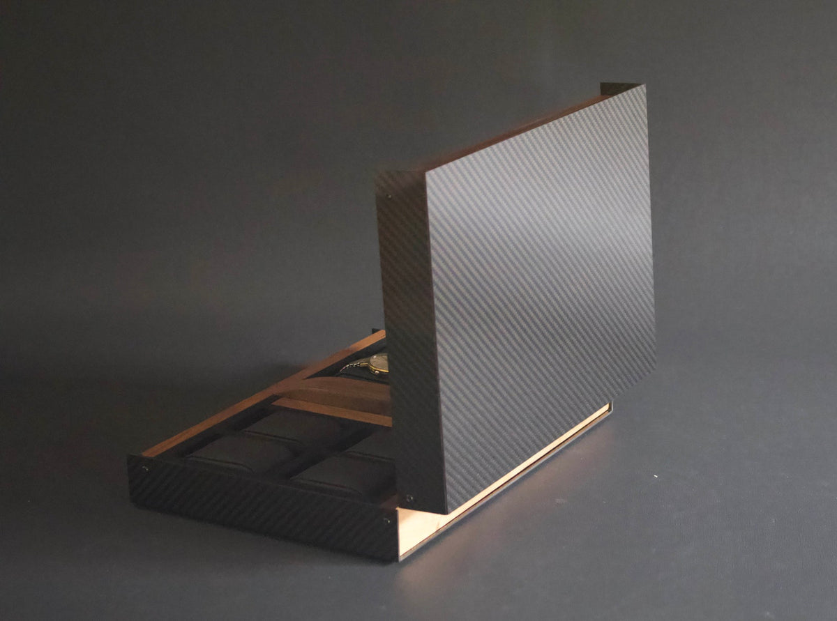 Carbon Fiber Watch Box, Custom Made Watch Case, 8 Watch Box, Mens Carbon Fibre Watch Box, Wood and Carbon Fiber Watch Storage Box, Watch Box