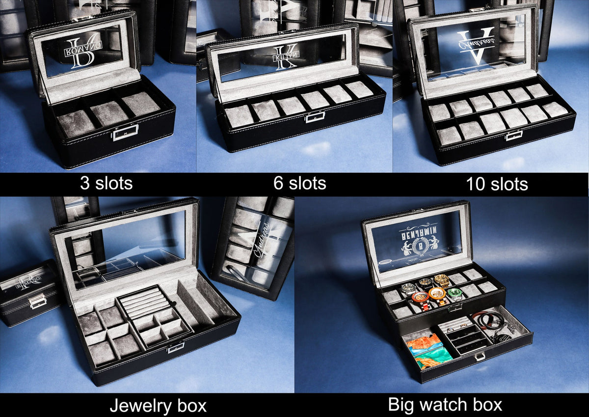 Personalized Watch Box, Groomsman Gift, Best Man Gift, Watch Case, Gift for Dad, Watch Holder, Black Watch Box, Anniversary Gift