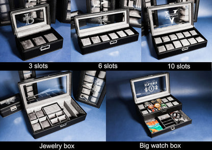 Personalized Black Watch Box - Multifunctional Watch Box, Men's Gift, Gift for Dad, Groomsmen Gift, Anniversary Gift, Christmas gifts