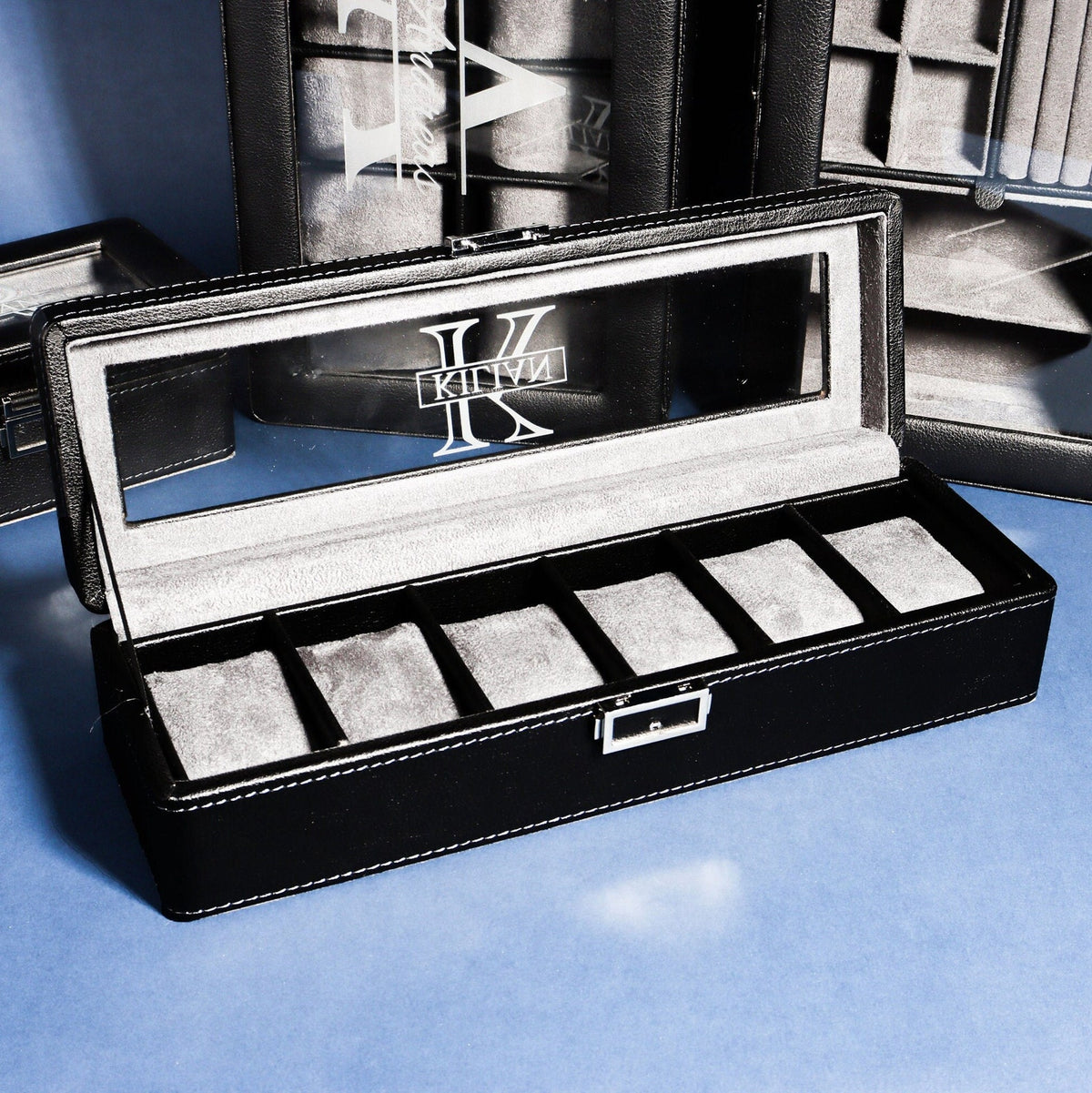 Personalized Black Watch Box - Multifunctional Watch Box, Men's Gift, Gift for Dad, Groomsmen Gift, Anniversary Gift, Christmas gifts
