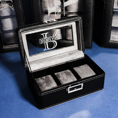 Personalized Black Watch Box - Multifunctional Watch Box, Men's Gift, Gift for Dad, Groomsmen Gift, Anniversary Gift, Christmas gifts