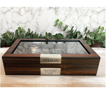 Custom Engraved 6 Slot Watch Box: mens watch display case with accessory storage, gift for him, watch collector case, mens jewelry box