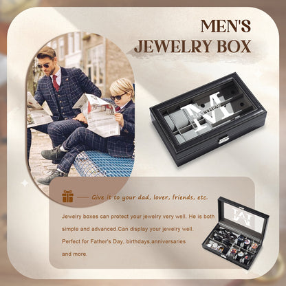 Personalized Engraved Watch Box for Men,Custom Jewelry Box with Name and Watch Compartments,Jewelry Storage Case, Groomsman or Best Man Gift