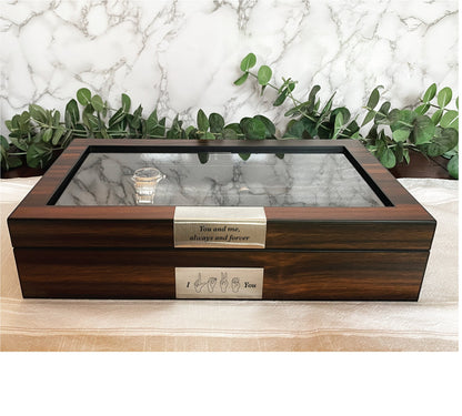 Custom Engraved 6 Slot Watch Box: mens watch display case with accessory storage, gift for him, watch collector case, mens jewelry box