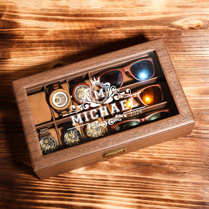 Sunglasses watch Box | Personalized Watch Storage Box | Anniversary Gift for Husband | Birthday Gift for Him | Groomsman Gift | Gift for Him