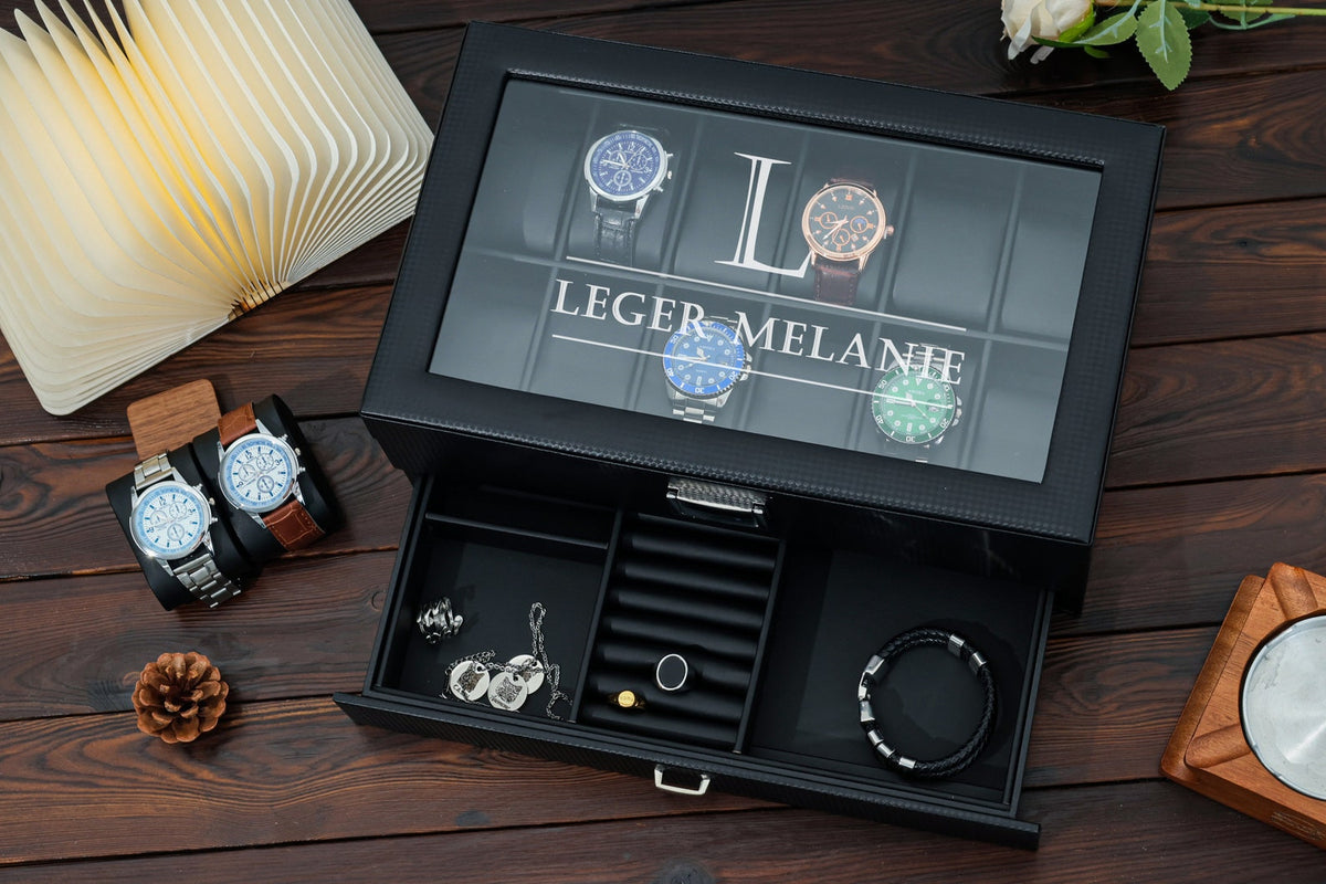 Personalized Leather Watch Box Watch Storage Watch Organizer Double Layer Watch Case Gifts for him Fathers Day Gift Gift for Best Man Gift