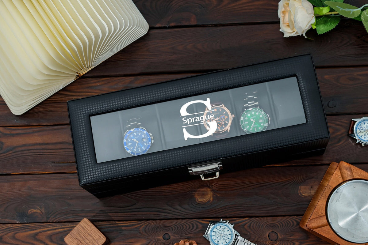 Personalized Leather Watch Box Watch Storage Watch Organizer Double Layer Watch Case Gifts for him Fathers Day Gift Gift for Best Man Gift
