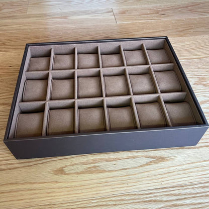 Coffee Brown Stack-able Watch Tray | 18 Slots (3 by 6 Watch) Tray for Watch collectors, stores, businesses, individuals.