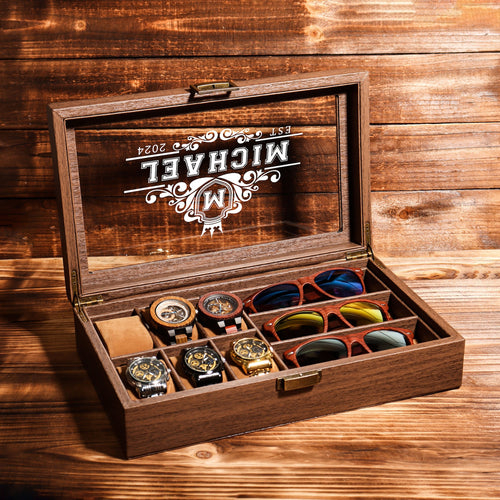 Sunglasses watch Box | Personalized Watch Storage Box | Anniversary Gift for Husband | Birthday Gift for Him | Groomsman Gift | Gift for Him