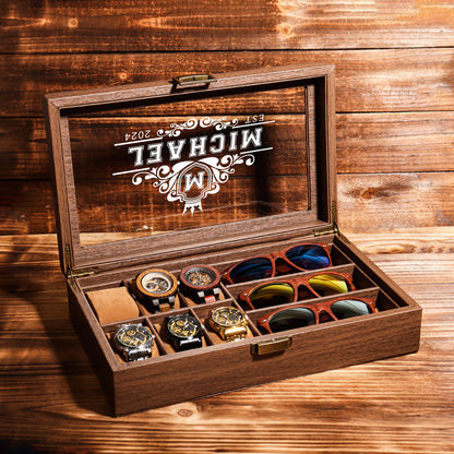 TWO Layers 12 Slot Personalized Men's Watch Box | with Drawer Watch Display Case for 12 Watches |Grain Leather watch box|Anniversary for Him