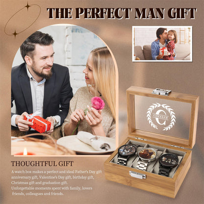 Personalized Watch Storage Box for Men,Custom Name Watch Case,Mens Jewely Box,Anniversary Gift for Husband,Groomsman Gift,Gift for Dad Him